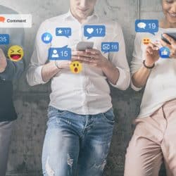 Young people watching a live streaming on social media