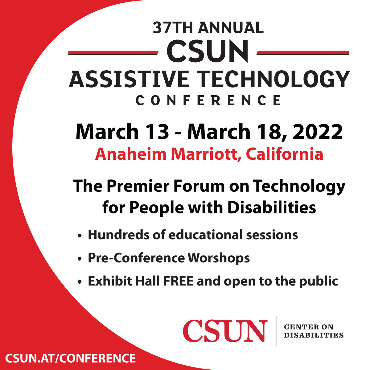 CSUN Center on Disabilities 2022 Conference flyer